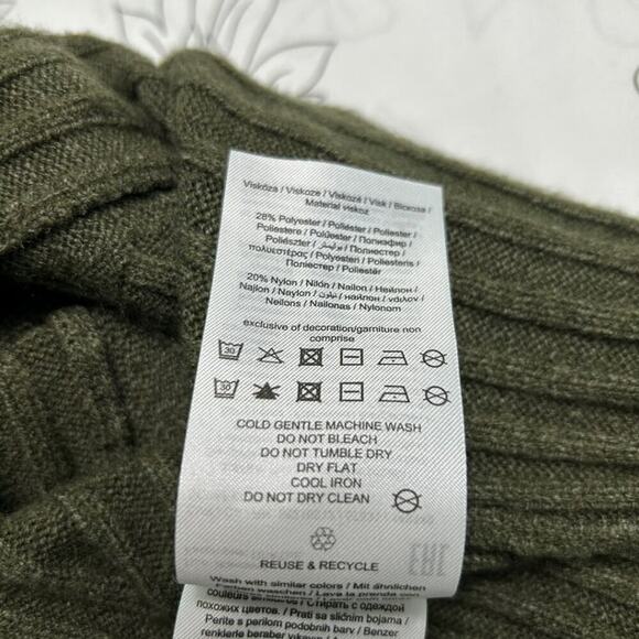 JDY Magna Rib Knit Midi Long Sleeve Bodycon Soft Sweater Dress Moss Green Large - Picture 9 of 13